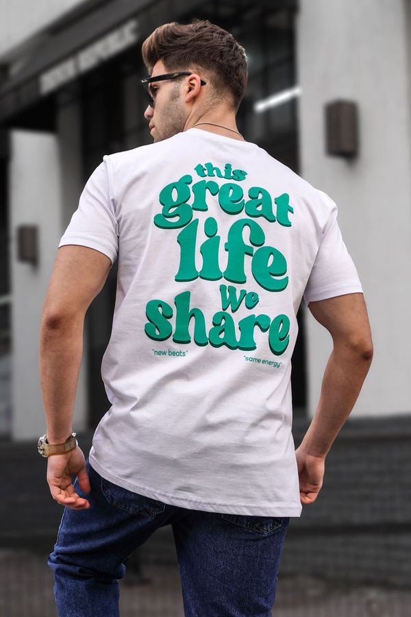 Madmext Madmext отпечатана бяла тениска 5357