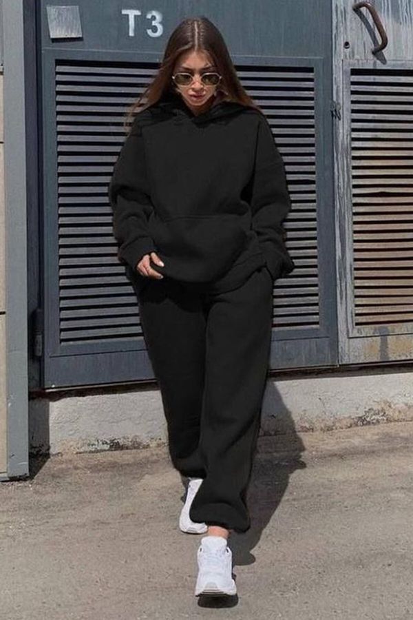 Madmext Madmext Oversized Women's Tracksuit Set, Black With Hoodie