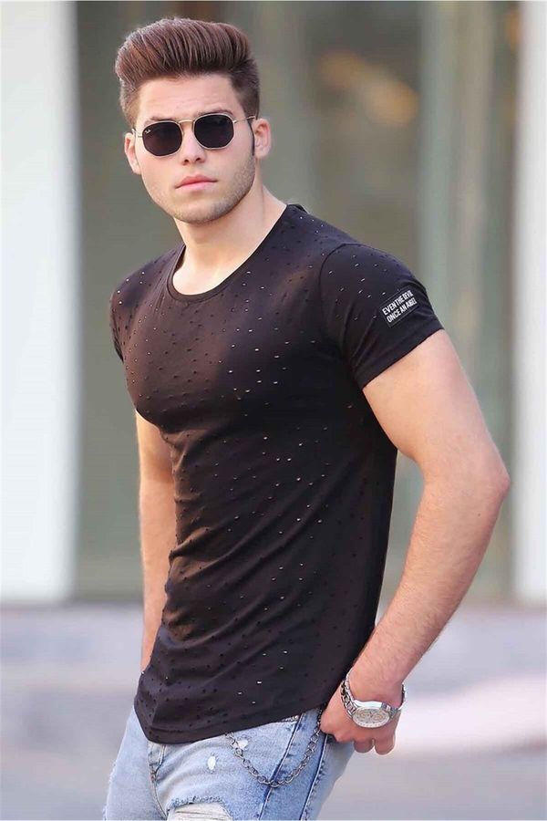 Madmext Madmext плюс размер черна извънгабаритни тениска 4064