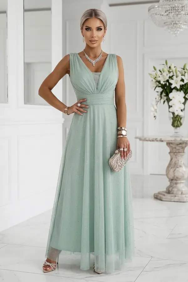 numoco basic Макси рокля с брокатен акцент - Шамфъстък