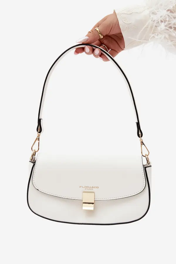 FLORA & CO Малка кожена чанта Flora&amp;Co, бяла акация