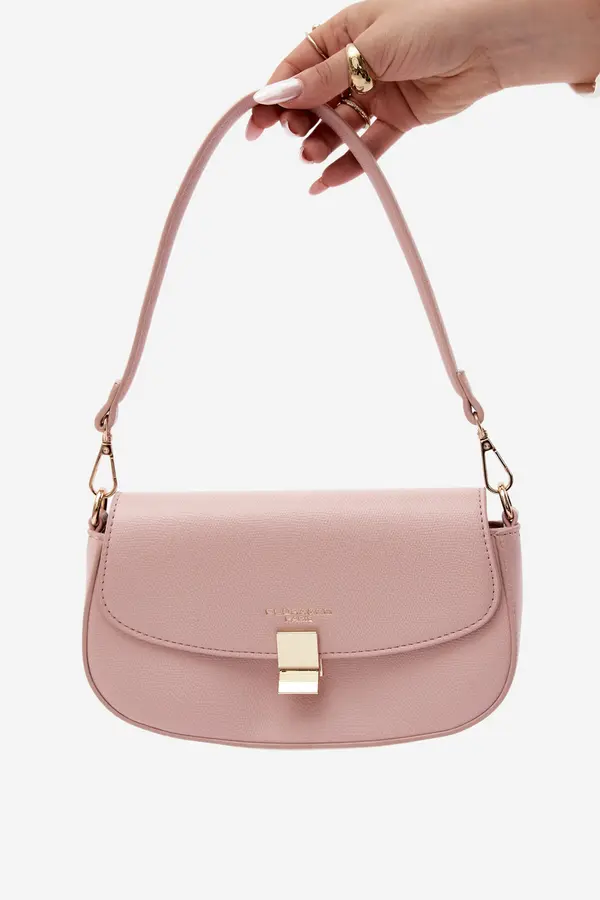 FLORA & CO Малка кожена чанта Flora&amp;Co, розова акация
