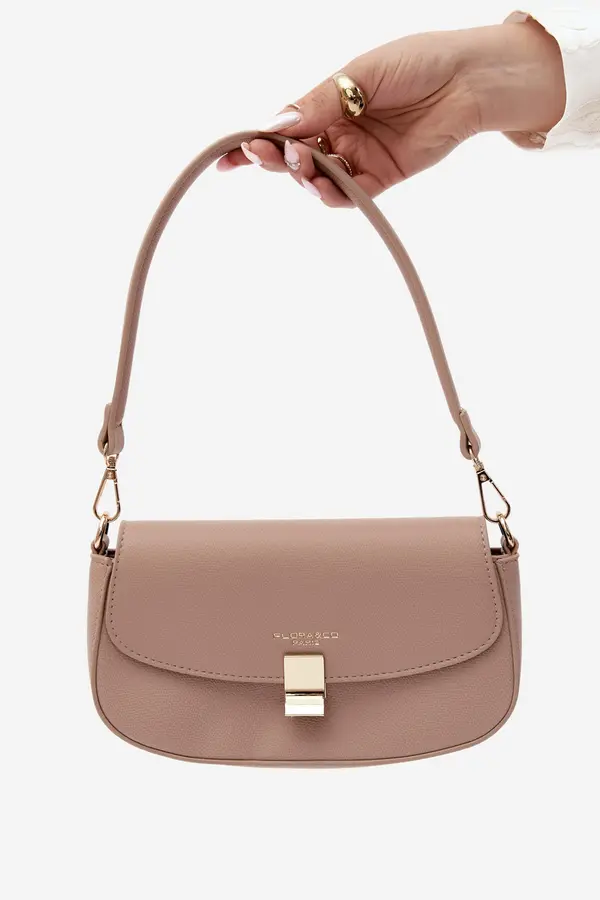 FLORA & CO Малка кожена чанта Flora&amp;Co в бежово