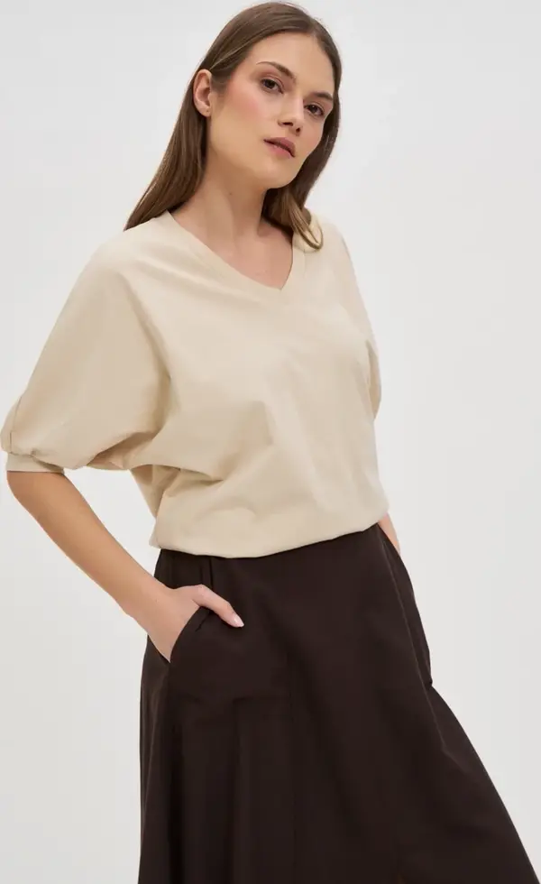 Marisse Marisse Beige Oversized Cotton Blouse