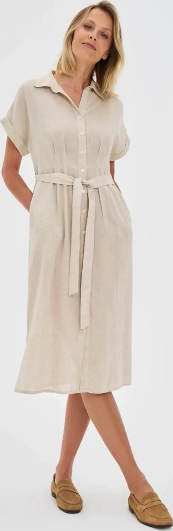 Marisse Marisse Beige Viscose-Linen Dress