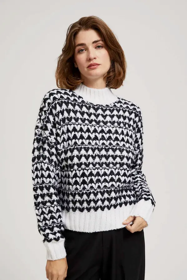 Marisse Marisse Black And White Turtleneck Sweater