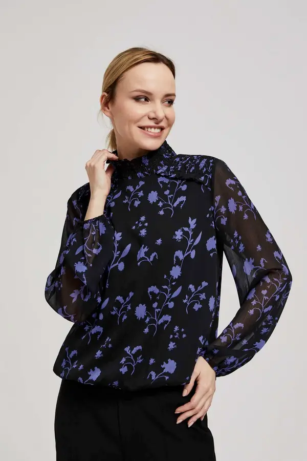 Marisse Marisse Black Floral Pattern Shirt