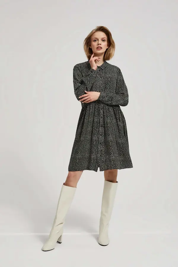 Marisse Marisse Black Shirt Dress With A Flared Bottom