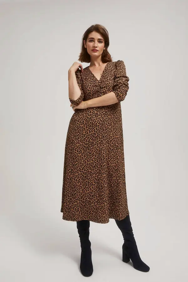 Marisse Marisse Brown Leopard Print Midi Dress