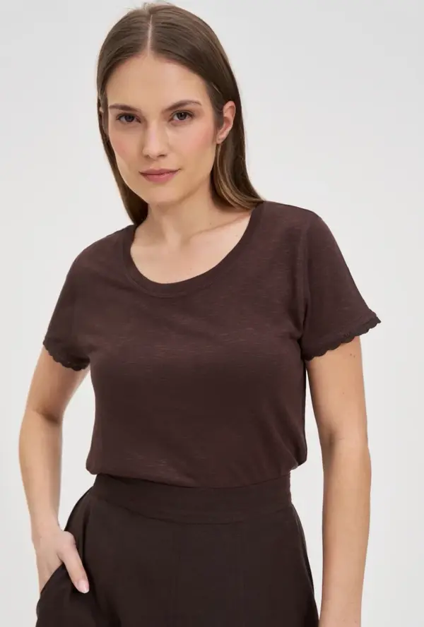 Marisse Marisse Brown Short-Sleeved Blouse