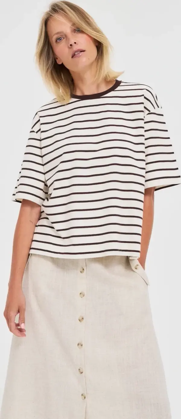 Marisse Marisse Brown Striped Oversize T-Shirt