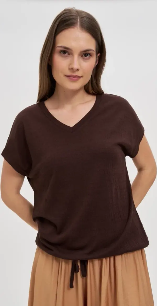 Marisse Marisse Brown V-Neck Blouse
