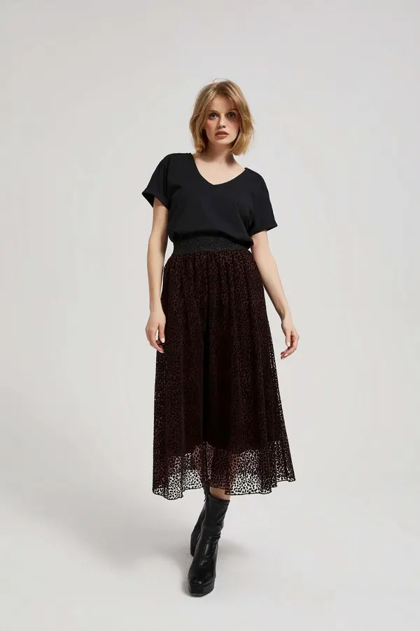 Marisse Marisse Chestnut Flared Midi Skirt