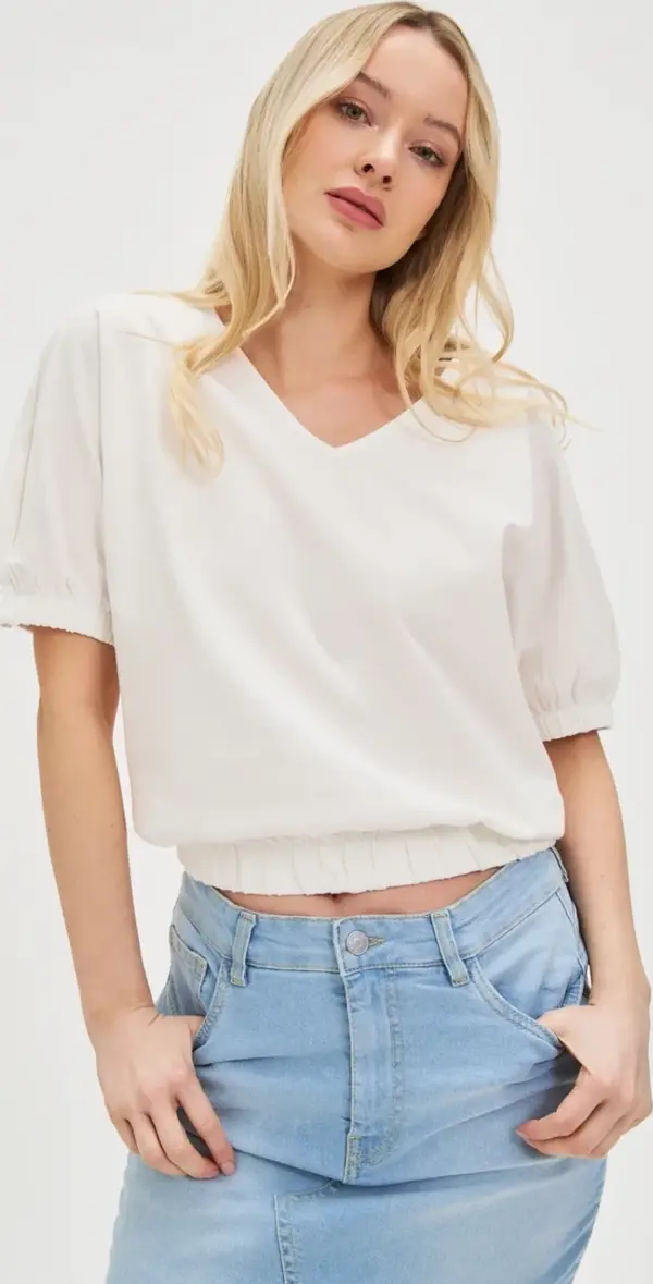 Marisse Marisse Cotton Blouse With Puffed Sleeves, White