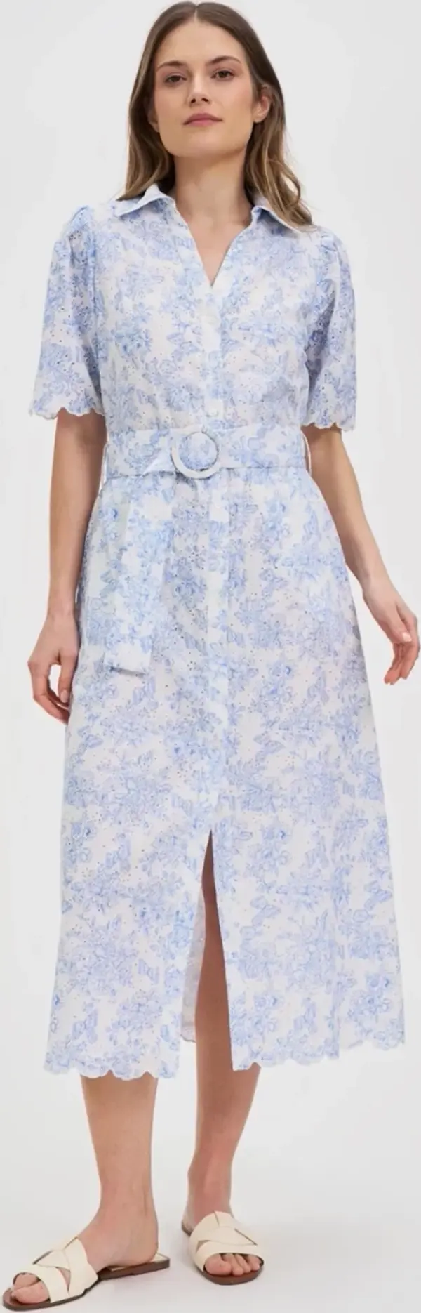 Marisse Marisse Cotton Dress With A Belt, White