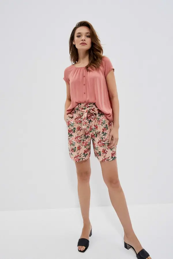 Marisse Marisse Cotton Floral Shorts L-Sh-3728 L.Terra Cotta