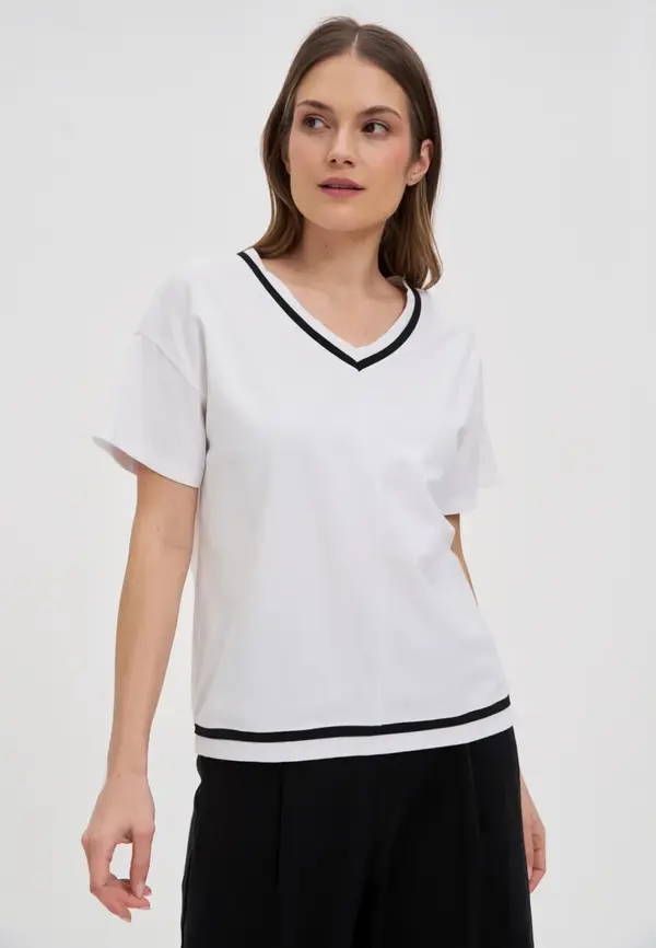 Marisse Marisse Cotton V-Neck Blouse, White