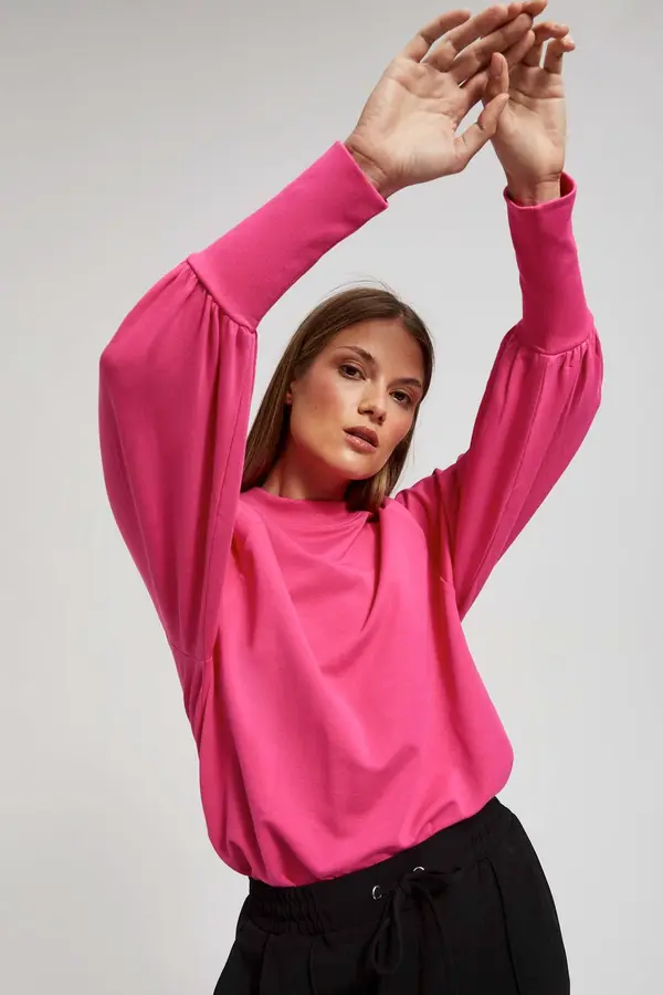 Marisse Marisse Fuchsia Puff Sleeve Sweatshirt