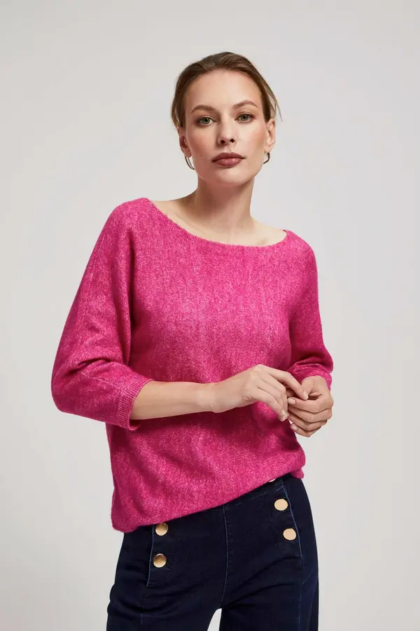 Marisse Marisse Fuchsia Sweater With 3/4 Sleeves