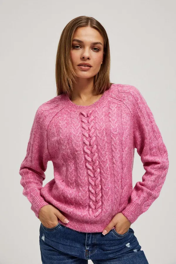 Marisse Marisse Fuchsia Sweater With Decorative Weave