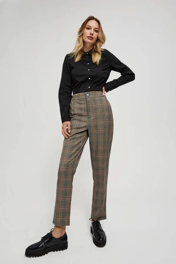 Marisse Marisse Gray Checkered Trousers