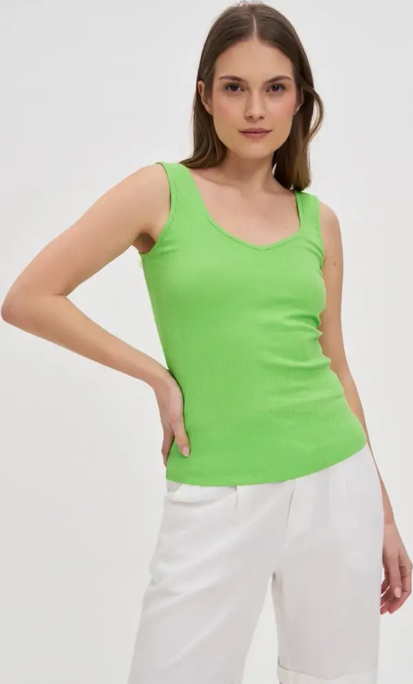 Marisse Marisse Green Ribbed Top