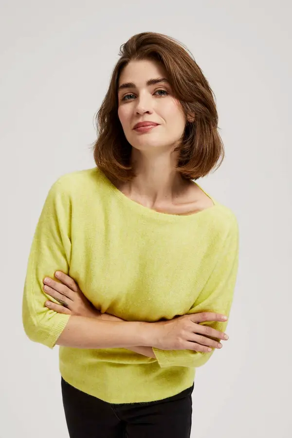 Marisse Marisse Lime 3/4 Sleeve Sweater