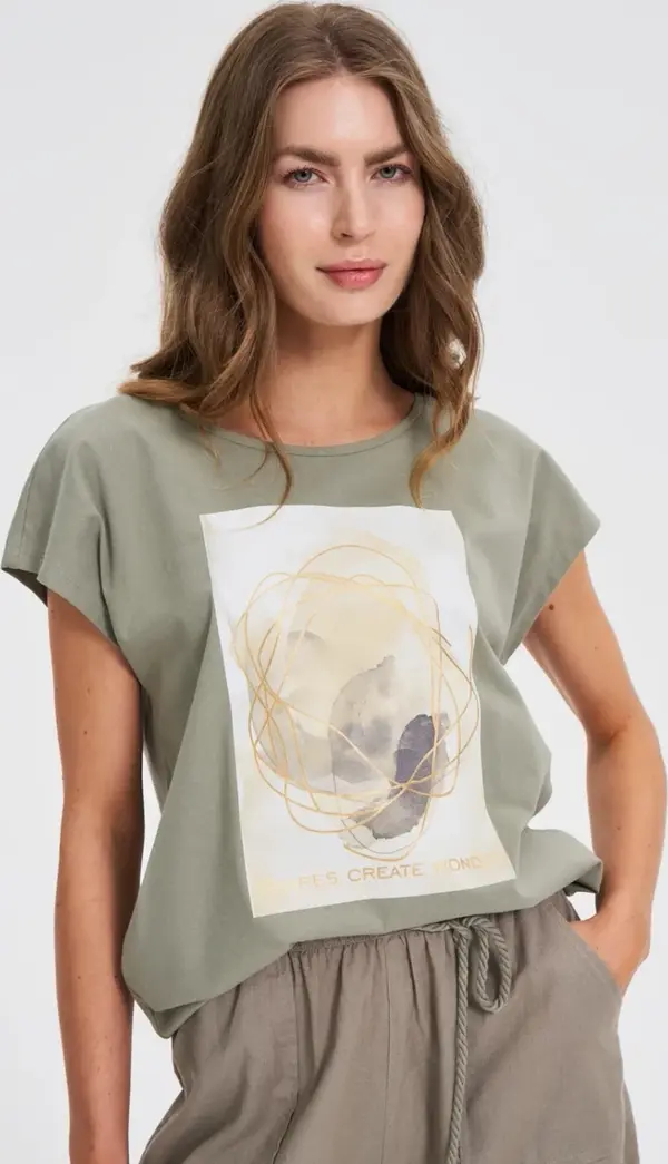 Marisse Marisse Olive Printed T-Shirt