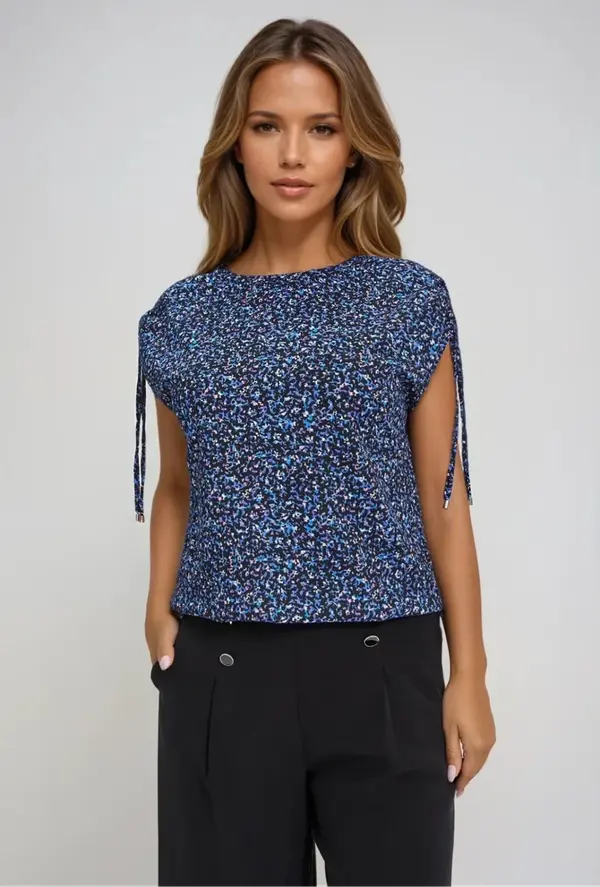 Marisse Marisse Patterned Blue Blouse