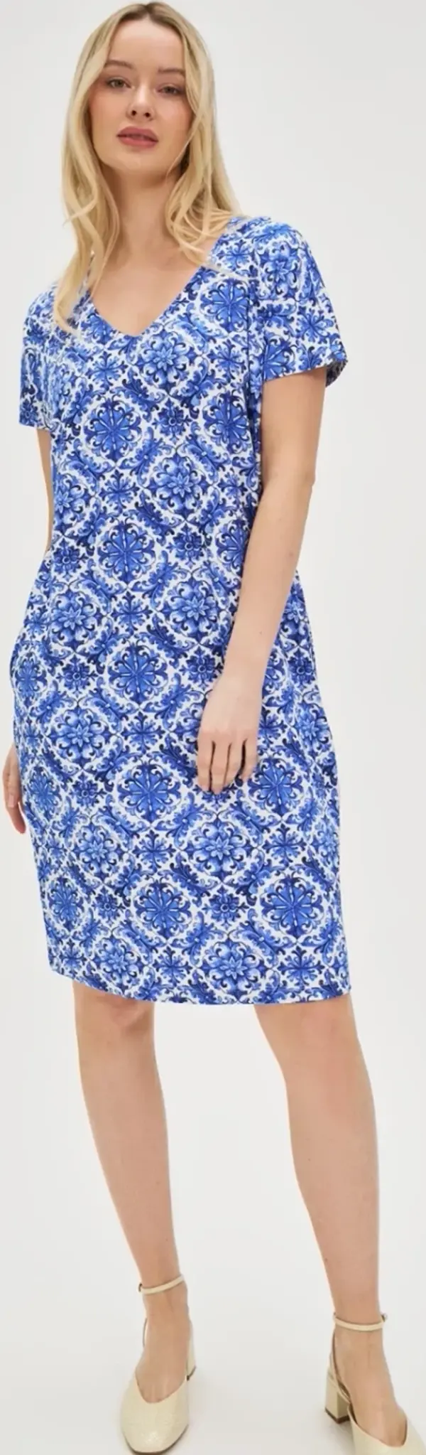 Marisse Marisse Patterned Blue Dress