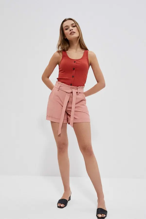 Marisse Marisse Plain Shorts With Ties L-Sh-3723 Terra Cotta