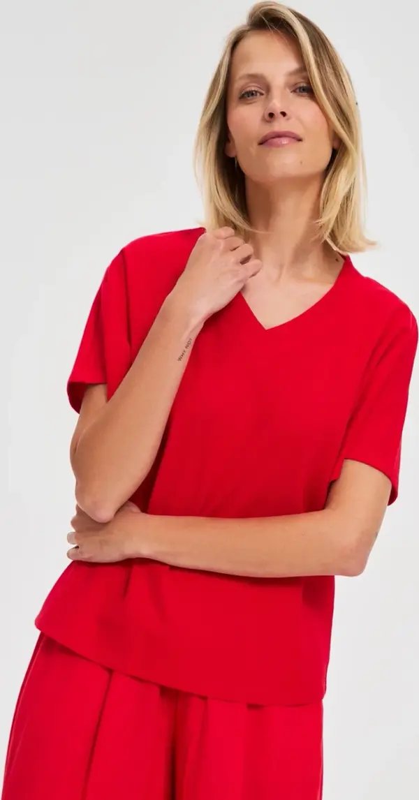 Marisse Marisse Red Cotton Blouse