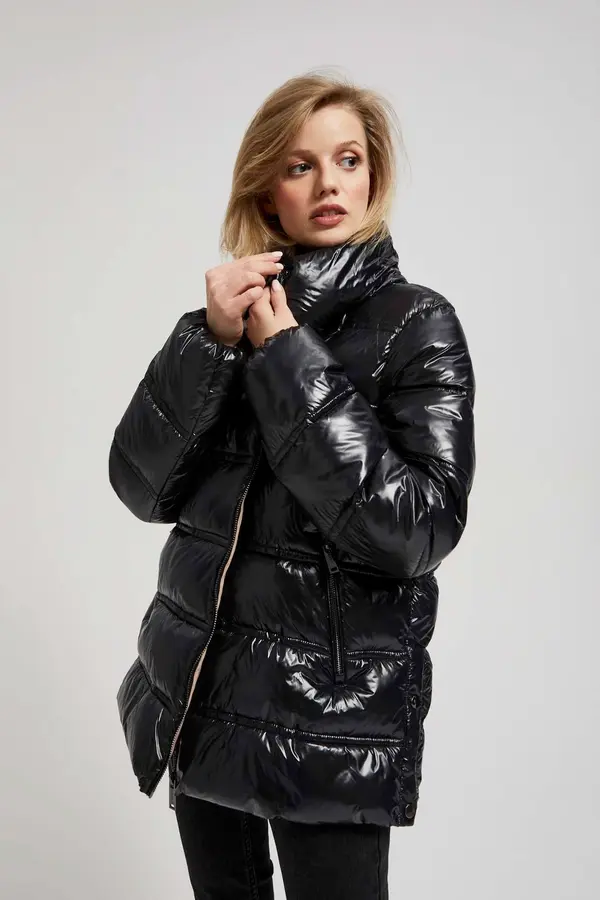 Marisse Marisse Short Quilted Black Jacket With A Hood
