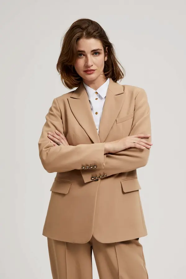 Marisse Marisse Single-Breasted Dark Beige Jacket
