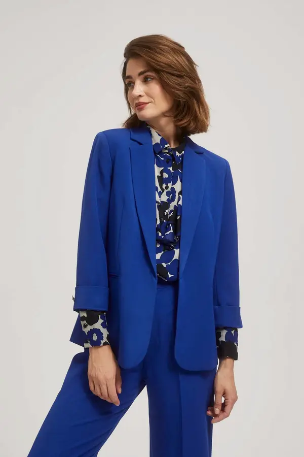 Marisse Marisse Smooth Jacket With 3/4 Sleeves, Blue