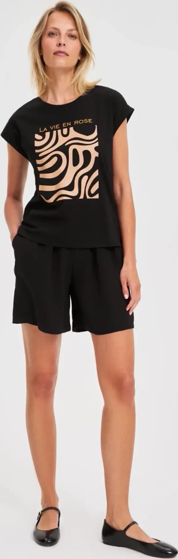 Marisse Marisse T-Shirt With A Geometric Print, Black