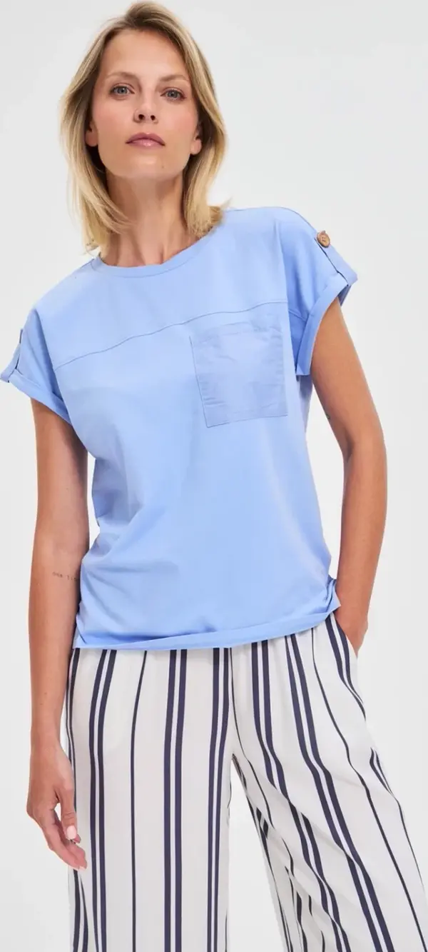 Marisse Marisse T-Shirt With A Pocket, Blue