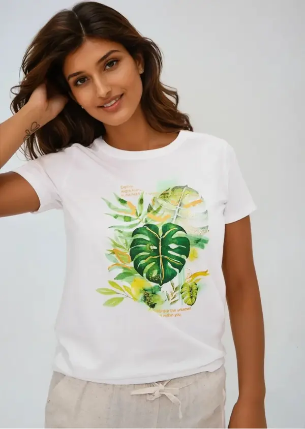 Marisse Marisse T-Shirt With A Tropical Print, White