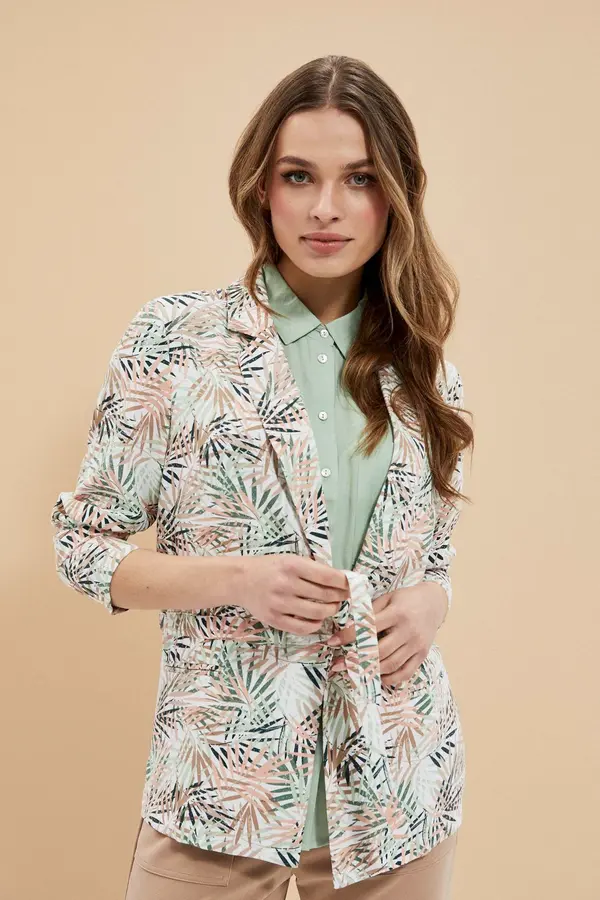 Marisse Marisse Tropical Print Jacket L-Mr-3704 White