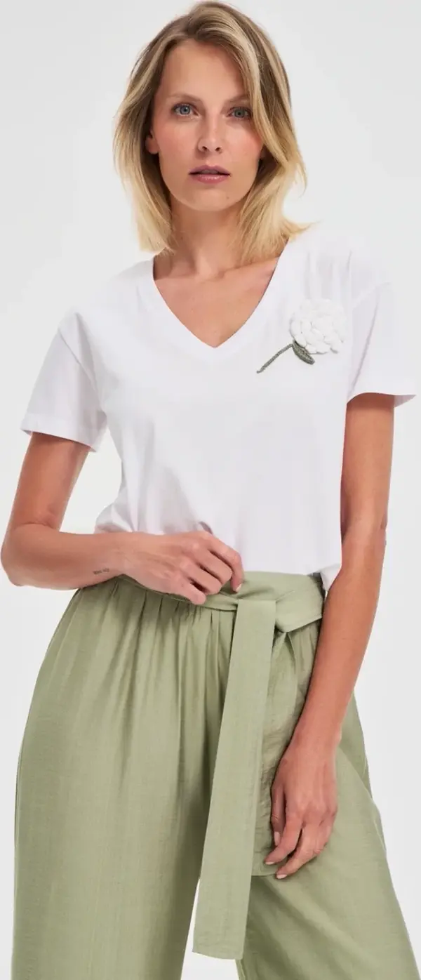 Marisse Marisse White Blouse With Crochet Appliqué