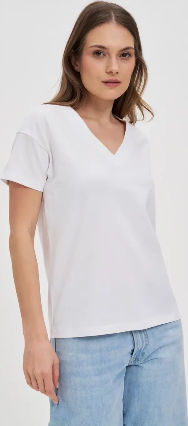 Marisse Marisse White Cotton V-Neck T-Shirt