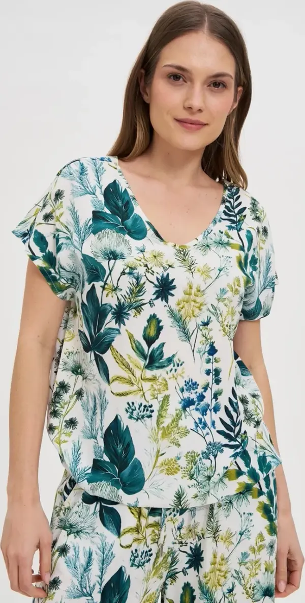 Marisse Marisse White Floral Pattern Shirt