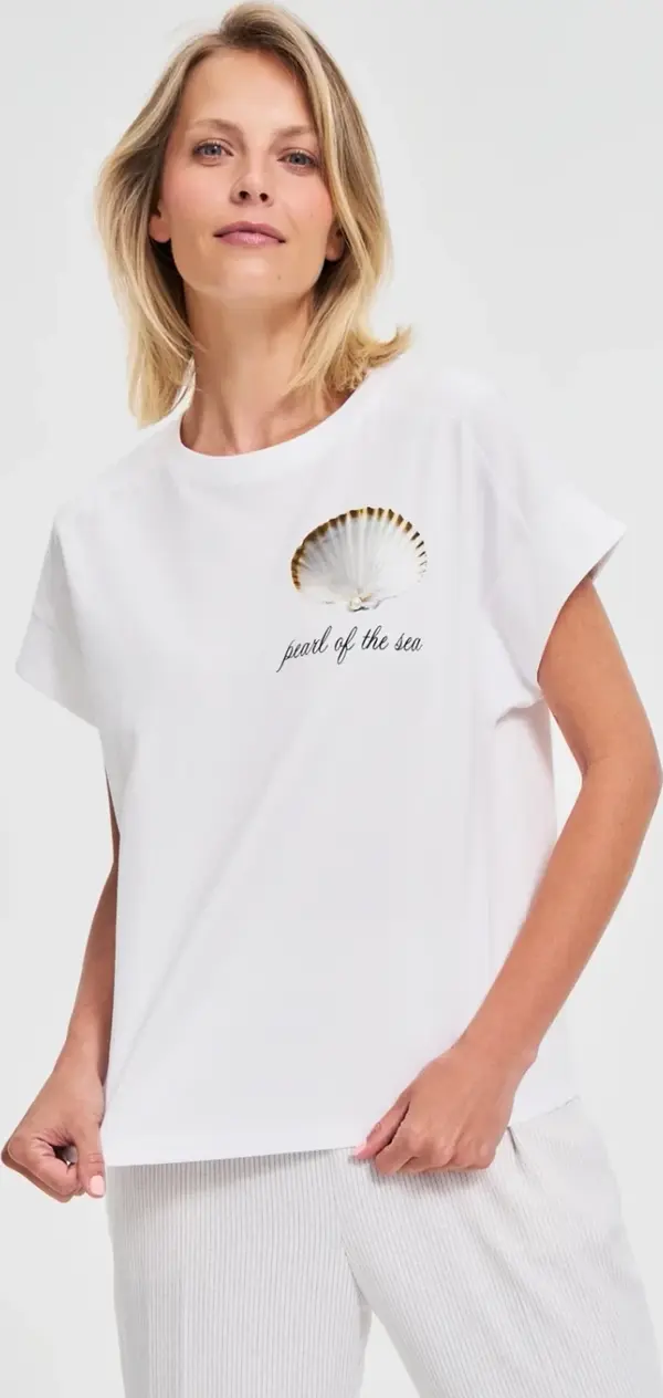 Marisse Marisse White Printed Blouse