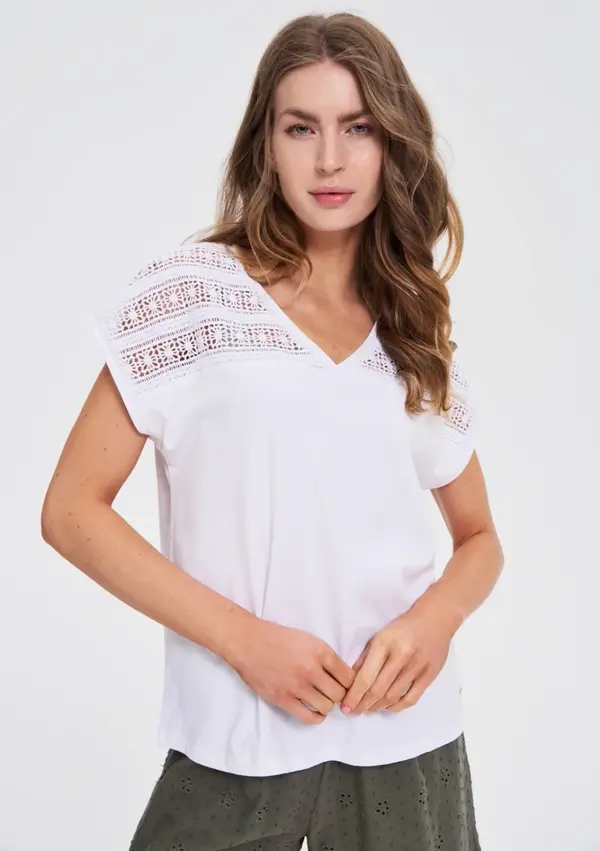 Marisse Marisse White Short-Sleeved Blouse