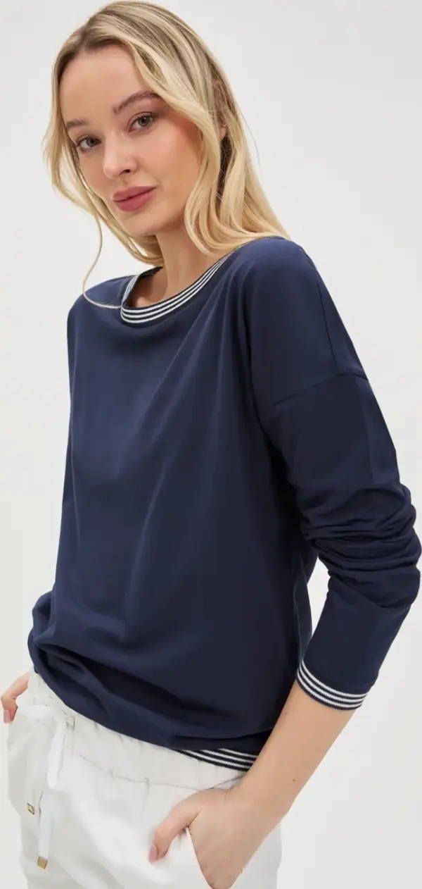 Marisse Marisse Women's Blouse L-Ts-4617 Navy