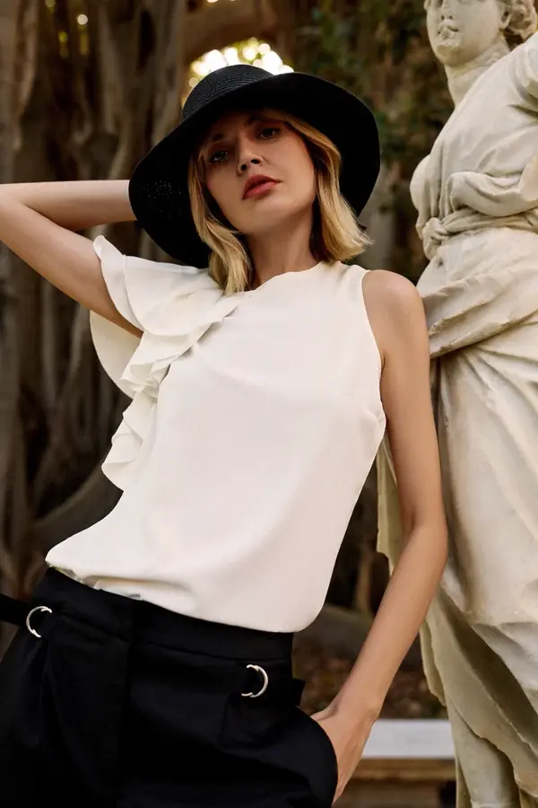 Marisse Marisse Women's Shirt L-Ko-4632 Off White