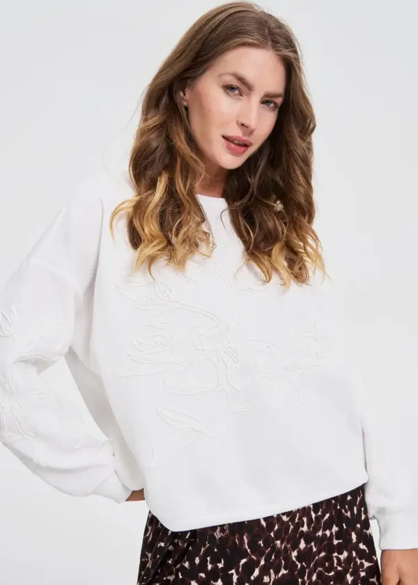 Marisse Marisse WOMEN'S SWEATSHIRT Z-BL-4817 OFF WHITE