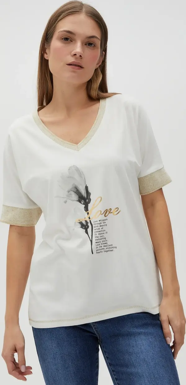 Marisse Marisse Women's T-Shirt L-Ts-4609 Off White