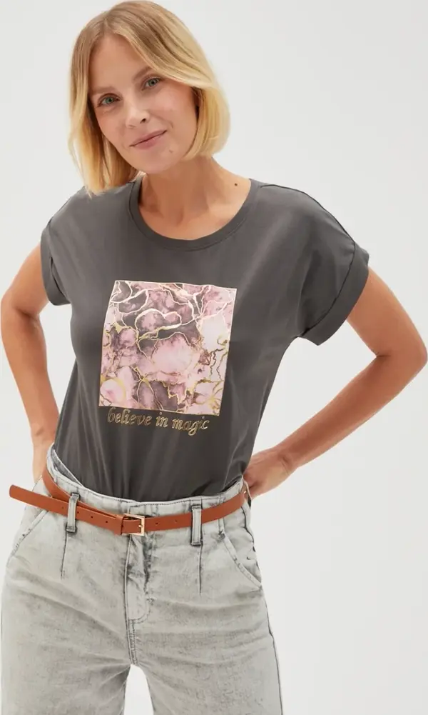 Marisse Marisse Women's T-Shirt L-Ts-4630 Grey