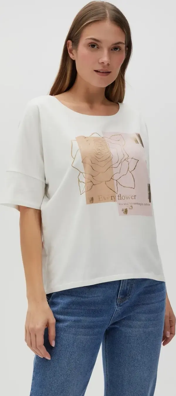 Marisse Marisse Women's T-Shirt L-Ts-4632 Off White